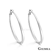 GIUMKA 抗過敏鋼針 簡約圈圈 精鍍正白K/黑金/黃K 寬 0.3 CM 針式耳環 一對價格 MF020019 銀色 ‧約 4.0 CM