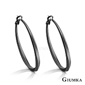 GIUMKA 抗過敏鋼針 簡約圈圈 精鍍正白K/黑金/黃K 寬 0.3 CM 針式耳環 一對價格 MF020019 黑色 ‧約 4.0 CM