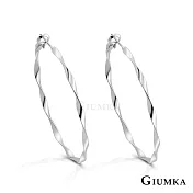 GIUMKA 抗過敏鋼針 螺紋圈圈 精鍍正白K/黑金/黃K 寬 0.23 CM 針式耳環 一對價格 MF020020 銀色 ‧約 3.0 CM