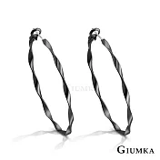 GIUMKA 抗過敏鋼針 螺紋圈圈 精鍍正白K/黑金/黃K 寬 0.23 CM 針式耳環 一對價格 MF020020 黑色 ‧約 3.0 CM