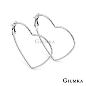 GIUMKA 抗過敏鋼 鏤空愛心 針式耳環 針式耳環 寬 0.12 CM 銀色 一對價格 MF020022 約 4.2 CM