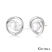 GIUMKA富貴圓滿 天然珍珠 耳環 精鍍正白K 母親節禮物推薦 MF09084 銀色款