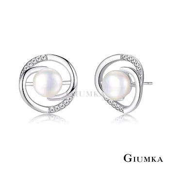 GIUMKA富貴圓滿 天然珍珠 耳環 精鍍正白K 母親節禮物推薦  MF09084 銀色款