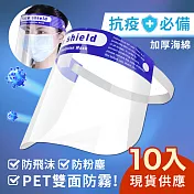 【快速出貨】防疫防飛沫噴濺透明防護面罩(10入組)非醫療用品