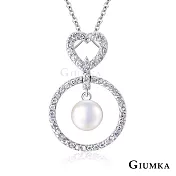 GIUMKA 天然珍珠項鍊  7.0 -7.5 mm 精鍍正白K 珍愛 母親節禮物首選 愛心造型   MN09019 銀色