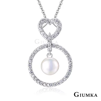 GIUMKA 天然珍珠項鍊  7.0 -7.5 mm 精鍍正白K 珍愛 母親節禮物首選 愛心造型   MN09019 銀色