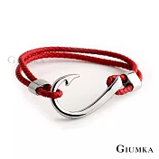 GIUMKA 海洋風魚鉤編織皮革手環 多款任選 MH08047 B.紅色