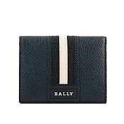 BALLY Talder 防刮皮革黑白條紋二折名片/卡片夾 (深藍色)