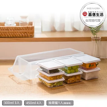 【韓國昌信生活】SENSE冰箱全系列保鮮盒8件組-附抽屜 白色