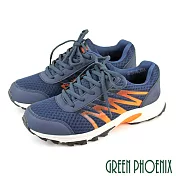 【GREEN PHOENIX】男 運動鞋 休閒鞋 綁帶 撞色 漸層 透氣 網布 JP26 藍色