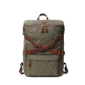 【Solomon 原創設計皮件】休閒個性帆布牛皮後背包 書包旅行包袋大容量 皮革背包 綠