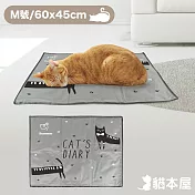貓本屋 冰晶軟凝膠 寵物降溫墊/冰涼墊【M號】60x45cm  灰貓