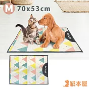貓本屋 冰絲寵物降溫/冰涼墊【M號】70x53cm 全齡貓/小型犬適用 三角旗