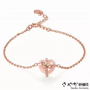【Sayaka紗彌佳】最特別的禮物愛心蝴蝶結月光石造型銀手鍊 -單一款式