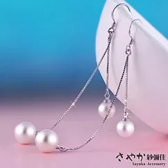 【Sayaka紗彌佳】經典盛宴珍珠垂墜線性耳環 ─單一款式