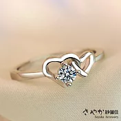【Sayaka紗彌佳】當愛來臨雙心造型鑲鑽戒指 / 可調式戒圍 -單一款式