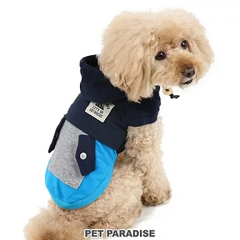 【PET PARADISE】寵物衣服-連帽雙色口袋T 藍 DS