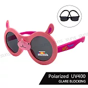 【SUNS】兒童彈力太陽眼鏡 犀牛造型 寶麗來鏡片 抗UV400 粉框桃腳