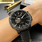 Giorgio Fedon 1919喬治飛登精品錶,編號：GF00024,46mm圓形槍灰色碳纖維錶殼黑色錶盤真皮皮革深黑色錶帶