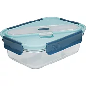 《KitchenCraft》附餐具玻璃便當盒(藍綠900ml) | 環保餐盒 保鮮盒 午餐盒 飯盒