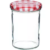 《KitchenCraft》旋蓋玻璃密封罐(紅格440ml) | 保鮮罐 咖啡罐 收納罐 零食罐 儲物罐