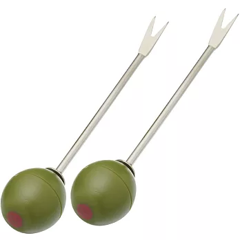 《KitchenCraft》綠橄欖點心叉(2入) | 餐叉 點心叉 叉子