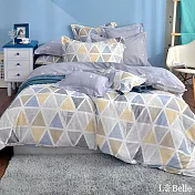 義大利La Belle《幾何空間》加大純棉防蹣抗菌吸濕排汗兩用被床包組
