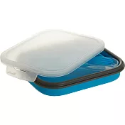 《Premier》附餐具矽膠摺疊便當盒(藍) | 環保餐盒 保鮮盒 午餐盒 飯盒