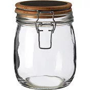 《Premier》標記扣式玻璃密封罐(木800ml) | 保鮮罐 咖啡罐 收納罐 零食罐 儲物罐