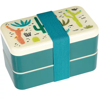 《Rex LONDON》餐具+雙層餐盒(仙人掌) | 環保餐盒 保鮮盒 午餐盒 飯盒