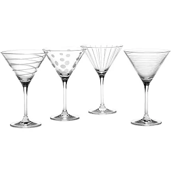 《CreativeTops》Mikasa紋飾馬丁尼杯4入(290ml) | 調酒杯 雞尾酒杯 烈酒杯 淺碟杯