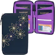 《TRAVELON》RFID七瓣花拉鍊防護證件護照夾(藍)