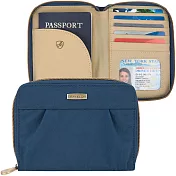 《TRAVELON》Signature摺紋拉鍊防護證件護照夾(藍)