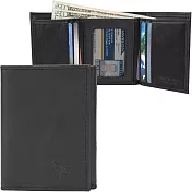 《TRAVELON》RFID真皮單鈔票層三折短夾(黑) | 中夾錢包 短夾錢包 皮包 零錢包