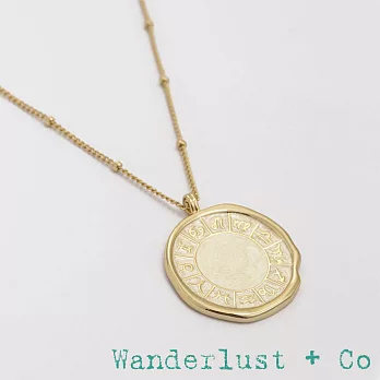 Wanderlust+Co 澳洲品牌 奶油白色硬幣項鍊 圓形12星座項鍊 Zodiac