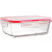 《IBILI》長形玻璃密封盒(紅850ml) | 環保餐盒 保鮮盒 午餐盒 飯盒