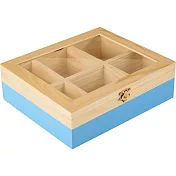 《IBILI》6格木質茶包收納盒(藍) | 咖啡包收納盒 防塵收納盒 茶具
