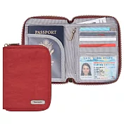 《TRAVELON》對開拉鍊護照包(紅)
