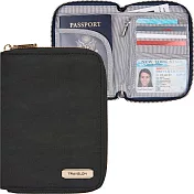 《TRAVELON》對開拉鍊護照包(素黑)