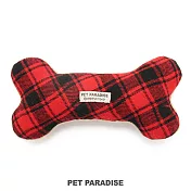 【PET PARADISE】寵物玩具-骨頭 格紋紅黑