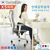 【DonQuiXoTe】韓國原裝X5健康紓壓高背辦公椅(白框)-3色可選 黑布