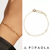 PD PAOLA 西班牙時尚潮牌 優雅雙鑽雙層手鍊 925純銀鑲18K金 NIA GOLD
