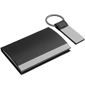 《REFLECTS》鑰匙圈+磁性皮革名片盒2件(黑) | 證件夾 卡夾
