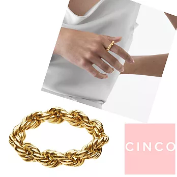 CINCO 葡萄牙精品 Bia ring 925純銀鑲24K金戒指 簡約編織小寬版戒指 5 5號
