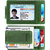 《Kinzd》瘋馬皮防盜證件鈔票夾(綠) | 卡片夾 識別證夾 名片夾 RFID辨識