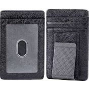 《Kinzd》可卸式防盜證件鈔票夾(荔枝紋黑) | 卡片夾 識別證夾 名片夾 RFID辨識