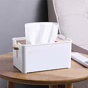 E.City_升降式木蓋紙巾收納盒 白色