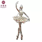 BILLY KING 貝麗晶 【芭蕾舞者系列-37】(BK237-白) 抬手芭蕾舞者胸針-白鑽