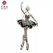 BILLY KING 貝麗晶 【芭蕾舞者系列-37】(BK237-黑) 抬手芭蕾舞者胸針-黑鑽