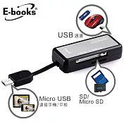 E-books T20 Micro USB 多功能複合式OTG讀卡機 黑